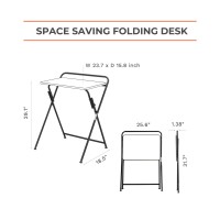 Sofsys Modern Folding Desk For Small Space, Computer Gaming, Writing, Student And Home Office Organization, Industrial Metal Frame With Premium Desktop Surfaces, Gray/White