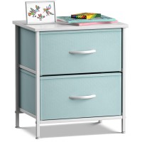 Sorbus Nightstand With 2 Drawers - Kids Bedside Furniture End Table Night Stand - Steel Frame, Wood Top & Easy Pull Fabric Bins - Dresser & Chest For Home, Bedroom Accessories, Office & College Dorm