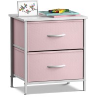 Sorbus Nightstand With 2 Drawers - Kids Bedside Furniture End Table Night Stand - Steel Frame, Wood Top & Easy Pull Fabric Bins - Dresser & Chest For Home, Bedroom Accessories, Office & College Dorm