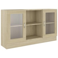 Vidaxl Vitrine, Buffet Cabinet With 2 Compartments And 2 Doors, Storage Cabinet For Living Room Bedroom, Scandinavian, Sonoma Oak Engineered Wood