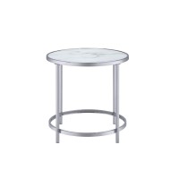 Rayne Faux Marble Top Round End Table