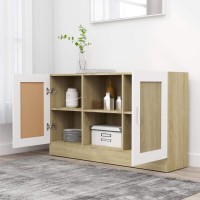 Vidaxl Sideboard, Buffet Cabinet With 2 Compartments And 2 Doors, Storage Cabinet For Living Room, Scandinavian, White And Sonoma Oak Engineered Wood