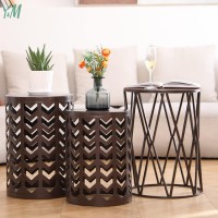 Ym Set Of 3 Round Heavyduty Side Table End Table Coffee Table For Indoor Multifunctional Use Outdoor Decorative Garden Stool