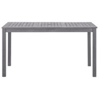 Vidaxl Solid Acacia Wood Patio Table Garden Outdoor Terrace Balcony Backyard Porch Dinette Dinner Camping Table Home Furniture Wooden Gray Wash