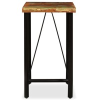 vidaXL Bar Table Sturdy Durable Industrial Polished Kitchen Restaurant Dining Bistro Pub Table 23.6 Steel Solid Reclaimed Wood