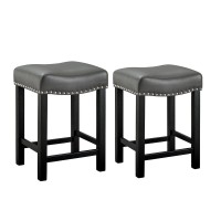 Aspen Gray PU Counter Stool set of 2