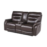 Fortuna Power Recliner Console Loveseat - Dark Brown