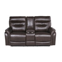 Fortuna Power Recliner Console Loveseat - Dark Brown