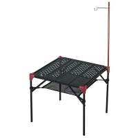 Iclimb Extendable Folding Table Large Tabletop Area Ultralight Compact With Hollow Out Tabletop For Camping Backpacking Beach Concert Bbq Party, Three Size (Black - S + Hanger)