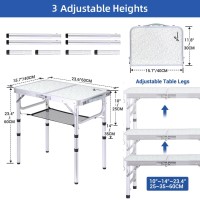 Sportneer Folding Camping Table Adjustable Height Small Folding Table Portable Camp Tables 236 L X 157 W 3 Height Wit