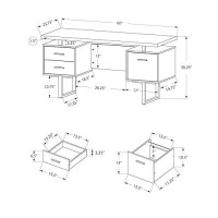 Monarch Specialties I 7632 Computer Desk, Home Office, Laptop, Left, Right Set-Up, Storage Drawers, 60