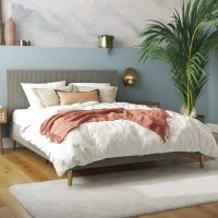 Mr. Kate Daphne Upholstered Bed With Headboard And Modern Platform Frame, Full, Dark Gray Linen