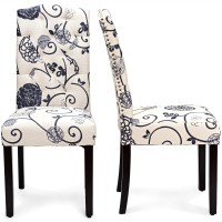 Giantex Tufted Linen Fabric Dining Chairs Set Of 2 Armless Parsons Chairs With Padded Seat And Tall Backrest For Kitchen Dining Room