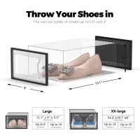 See Spring 12 Pack Shoe Storage Box Clear Plastic Stackable Shoe Organizer For Closet Space Saving Shoe Rack For Entryway Snea