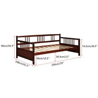 Dortala Twin Espresso Pine Wood Daybed Frame, 79X42.5X35.5 Inches, Slat Support, Sturdy Storage Bed For Bedroom Living Room