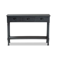 Baxton Studio Garvey French Provincial Grey Finished Wood 3-Drawer Entryway Console Table