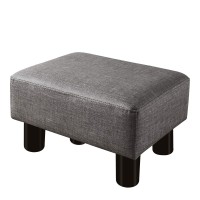Small Rectangle Foot Stool, Pu Leather Fabric Footrest Small Ottoman Stool With Non-Skid Plastic Legs, Modern Rectangle Footrest Small Step Stool Ottoman For Couch, Desk, Office, Living Room, Gray
