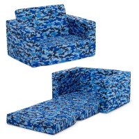 Delta Children Cozee Flip-Out Chair - 2-In-1 Convertible Chair To Lounger For Kids, Blue Camo