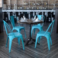 Bizchair 4 Pack Crystal Teal-Blue Metal Indoor-Outdoor Stackable Chair - Kitchen Furniture, Biz-Et19-0005-Cry-04