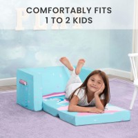 Delta Children Cozee 2-In-1 Convertible Sofa To Lounger For Bedroom - Lightweight,Portable Comfy Flip Open Couch/Sleeper For Kids, Blue Unicorn