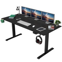 Outfine Heavy Duty Dual Motor Height Adjustable Standing Desk Electric Dual Motor Home Office Stand Up Computer Workstation With (Black, 63