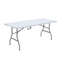 Lakhow Up041 6 Foot Long Portable Plastic Folding Multipurpose Utility Picnic Table With Powder Coated Steel Legs And Built In Carry Handle, White