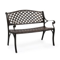 Vingli 405 Outdoor Bench Patio Garden Bench Anti Rust Cast Aluminum Patio Bench Front Porch Bench For Yard Lawn Entryway Dec