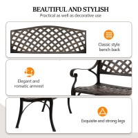 Vingli 405 Outdoor Bench Patio Garden Bench Anti Rust Cast Aluminum Patio Bench Front Porch Bench For Yard Lawn Entryway Dec