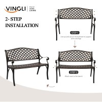 Vingli 405 Outdoor Bench Patio Garden Bench Anti Rust Cast Aluminum Patio Bench Front Porch Bench For Yard Lawn Entryway Dec