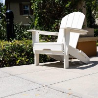 Resin Teak Folding Adirondack Chair, Premium All Weather Outdoor Patio Furniture, 21 Inch Wide Seat, Up To 350 Lbs, Foldable Outdoor Patio Chairs, New Heritage Collection (White)