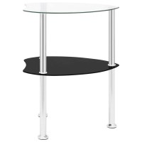 vidaXL 322786 2-Tier Side Table Transparent & Black 38x38x50cm Tempered Glass