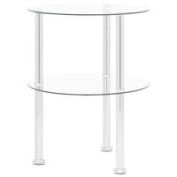 Vidaxl 322787 2-Tier Side Table Transparent 38 Cm Tempered Glass