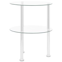 Vidaxl 322787 2-Tier Side Table Transparent 38 Cm Tempered Glass