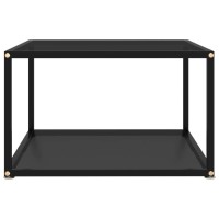 Vidaxl Black Coffee Table - Contemporary Style Tempered Glass And Powder-Coated Steel - Square Design With Storage Shelf - Easy To Clean - Dimensions: 23.6