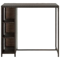 Vidaxl Bar Table With Storage Rack Dining Room Kitchen Bistro Counter Pub Home Interior Restaurant Garden Outdoor Table Brown Poly Rattan
