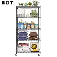 Wdt 5 Tier Shelf Shelving Unit With Wheels Adjustable Metal Shelves For Storage Nsf Certified Wire Shelving Rack 1750Lbs Capaci