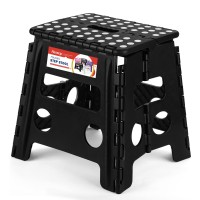 Folding Step Stool - 13 Inch Height Premium Heavy Duty Foldable Stool For Adults, Kitchen Garden Bathroom Stepping Stool (1 Pack) Black