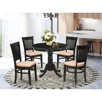 East West Furniture 5Pc Dinette Room Set 4 Wooden Chair and Modern dining room table Linen Fabric Seat and Slatted Chair Bac