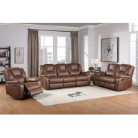 Katrine Reclining Sofa, Loveseat and Chair Set - Brown