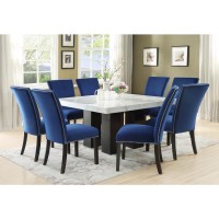 Camila Square Dining Set 9pc - Blue Velvet Chairs