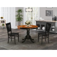 East West Furniture 3Piece Dining Room Set 2 Kitchen Chair and Modern dining room table Wooden Seat and Slatted Chair Back