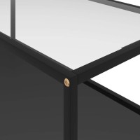 Vidaxl Contemporary Coffee Table: Transparent And Black, Tempered Glass, Powder-Coated Steel Coffee Table With Storage, 39.4