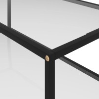 Vidaxl Modern Coffee Table With Storage Shelf, Tempered Glass And Powder-Coated Steel Construction, Transparent