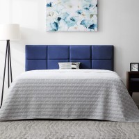 Lucid Midrise Square Channeled Upholstered Cobalt Attach Framewall Mount Cal King Headboard Kingcal King