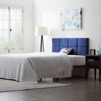 Lucid Midrise Square Channeled Upholstered Cobalt Attach Framewall Mount Cal King Headboard Kingcal King