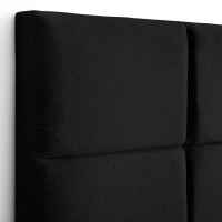 Lucid Midrise Square Channeled Upholstered Black Attach Framewall Mount Queen Headboard