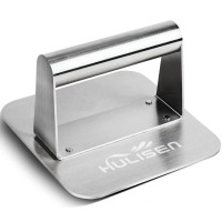 Hulisen Burger Press Stainless Steel Hamburger Smasher Nonstick Smooth Square Bacon Grill Press Professional Griddle Access