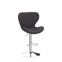 Roundhill Furniture Ellston Velvet Adjustable Swivel Barstools In Gray, Set Of 2, Grey