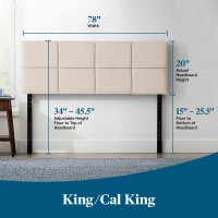 Lucid Midrise Square Channeled Upholstered Pearl Attach Framewall Mount Cal King Headboard Kingcal King