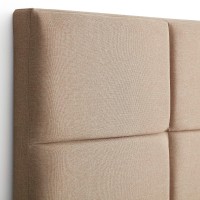 Lucid Midrise Square Channeled Upholstered Beige Attach Framewall Mount Cal King Headboard Kingcal King